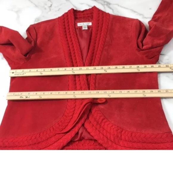 Cold Water Creek Red 100% Genuine Suede Leather Blazer Jacket Size Medium Unworn - Picture 6 of 11